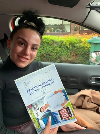 Nicole passed her driving test in Bury