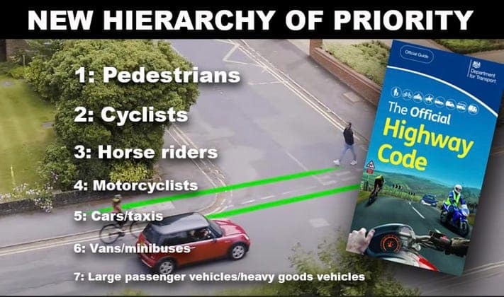 Bury Bolton drivers advice of hierarchy for highway code 2022